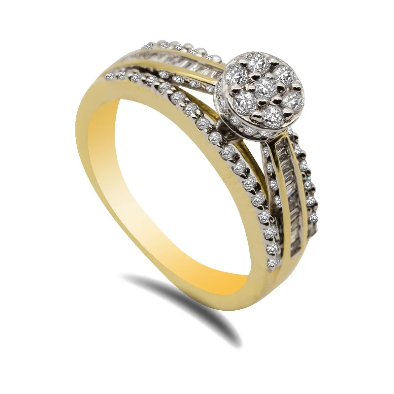 Large Statement Diamond Rings-14K Two Tone Gold Diamond Ring