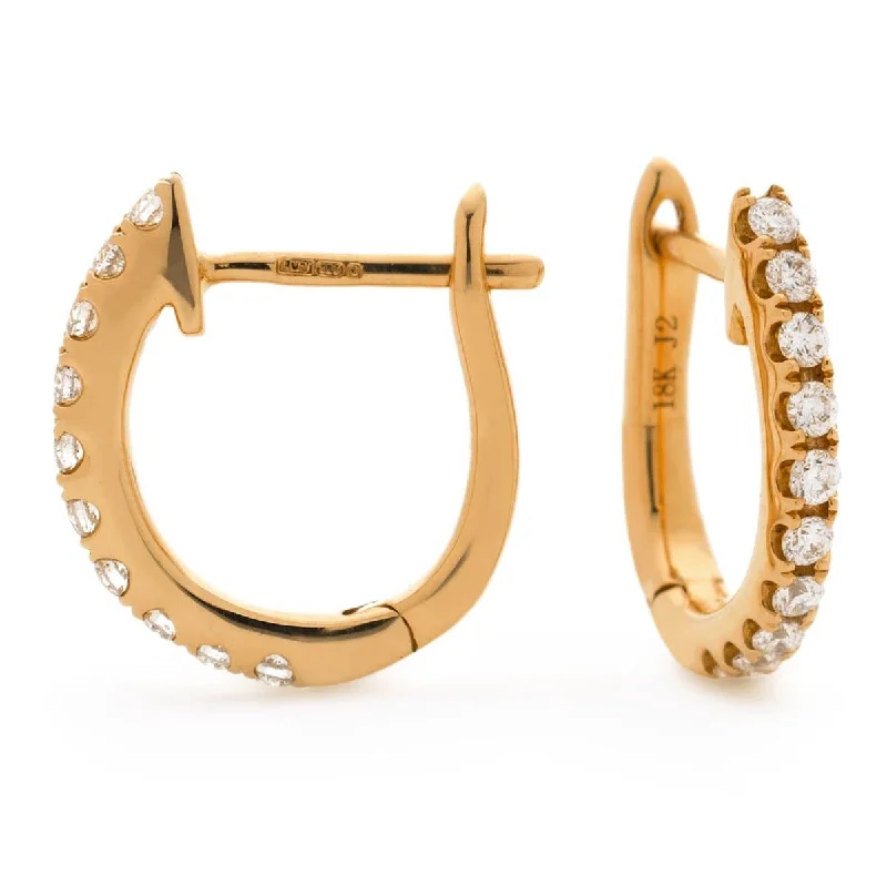 Beaded Hoop Earrings-DIAMOND HOOP EARRINGS IN 18K ROSE GOLD