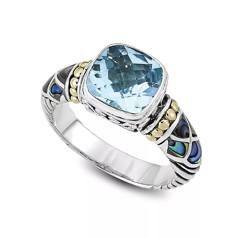 Luxury Gold Wedding Bands-Rak Ring- Blue Topaz