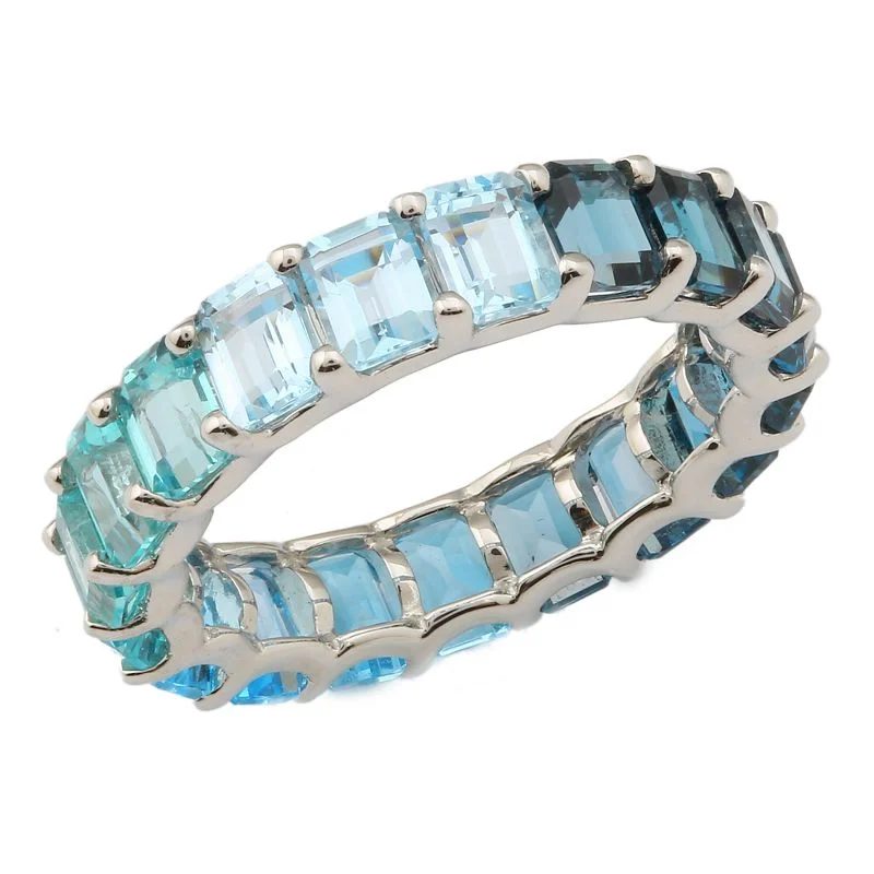 Customizable Wedding Bands-Blue Ombre Eternity Ring