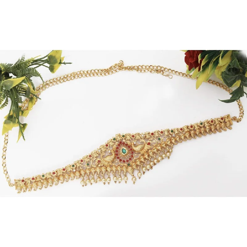 Gold and Diamond Necklaces-Akruti Collection Gold Plated Pota Stone Choker Necklace Set