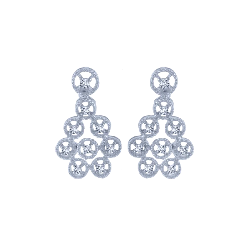 Cute Heart Earrings-14KT (585) White Gold And Diamond Stud Earrings For Women