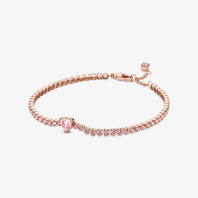 Simple Pearl and Gemstone Bracelets-PANDORA : Sparkling Heart Tennis Bracelet