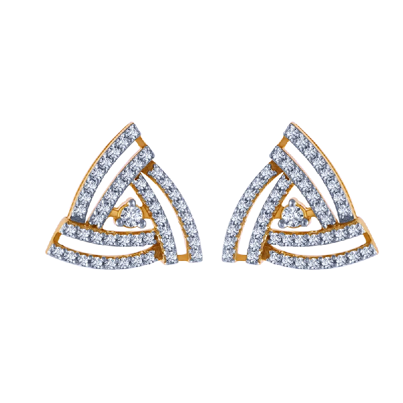 Lightweight Earrings-18k Triangle Shaped Diamond Stud Earrings