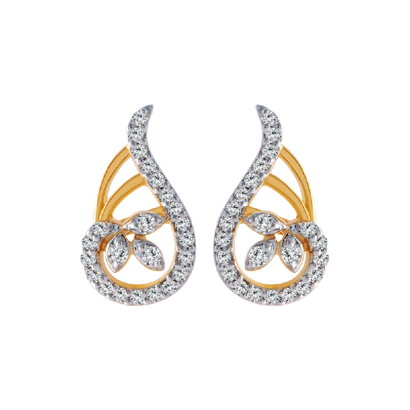 Elegant Drop Earrings for Weddings-18KT (750) Yellow Gold And Diamond Clip-on Earrings For Women