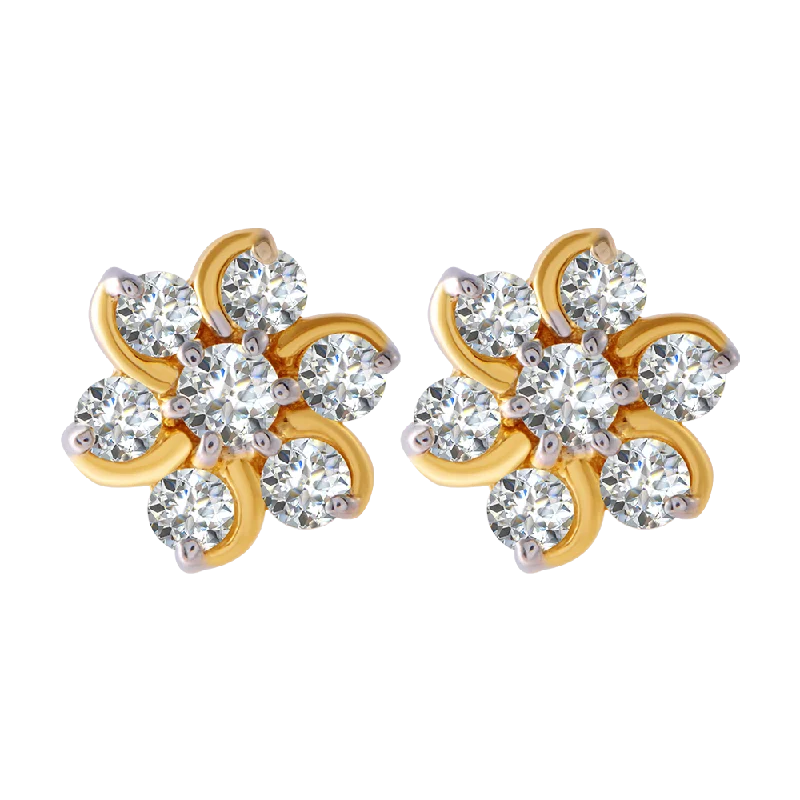 Crystal Drop Earrings-18KT (750) Yellow Gold And Diamond Clip-on Earrings For Women