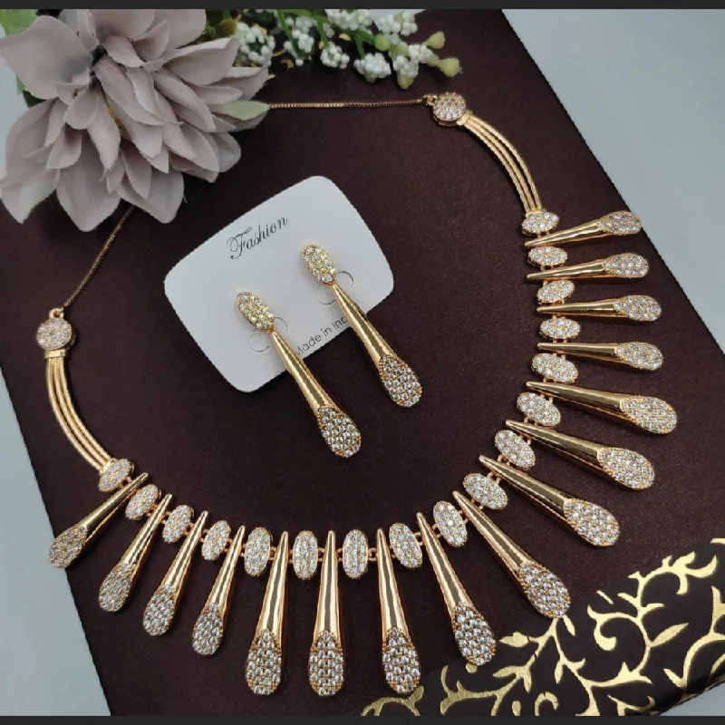 Elegant Diamond Necklaces-Aamrapali Gold Plated Austrian Stone Necklace Set