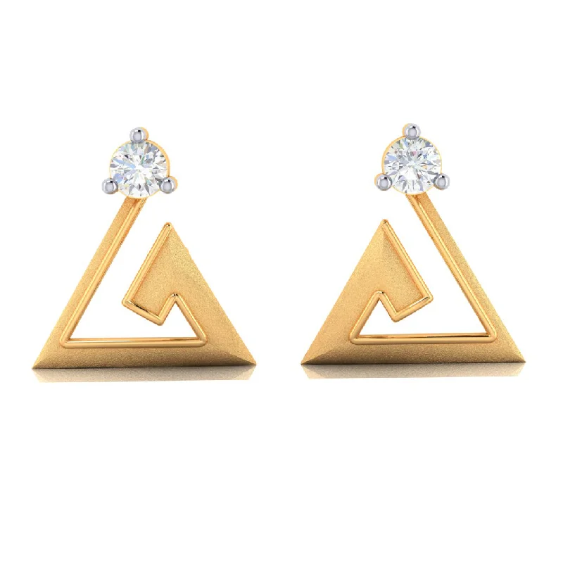 Bridal Jewelry Earrings-14k Intricate Design Gold With American Diamond Earrings