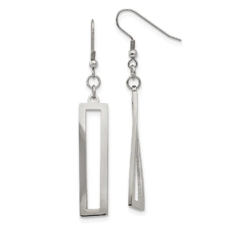 Affordable Silver Earrings-Stainless Steel Polished Twisted Shepherd Hook Earrings