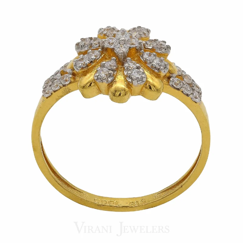 Birthstone Engagement Rings-22K Gold CZ Ring