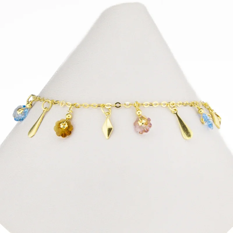 Diamond Tennis Bracelets-Multi-Color Stones Gold Fashion Bracelet 7.25" in 18K Yellow Gold