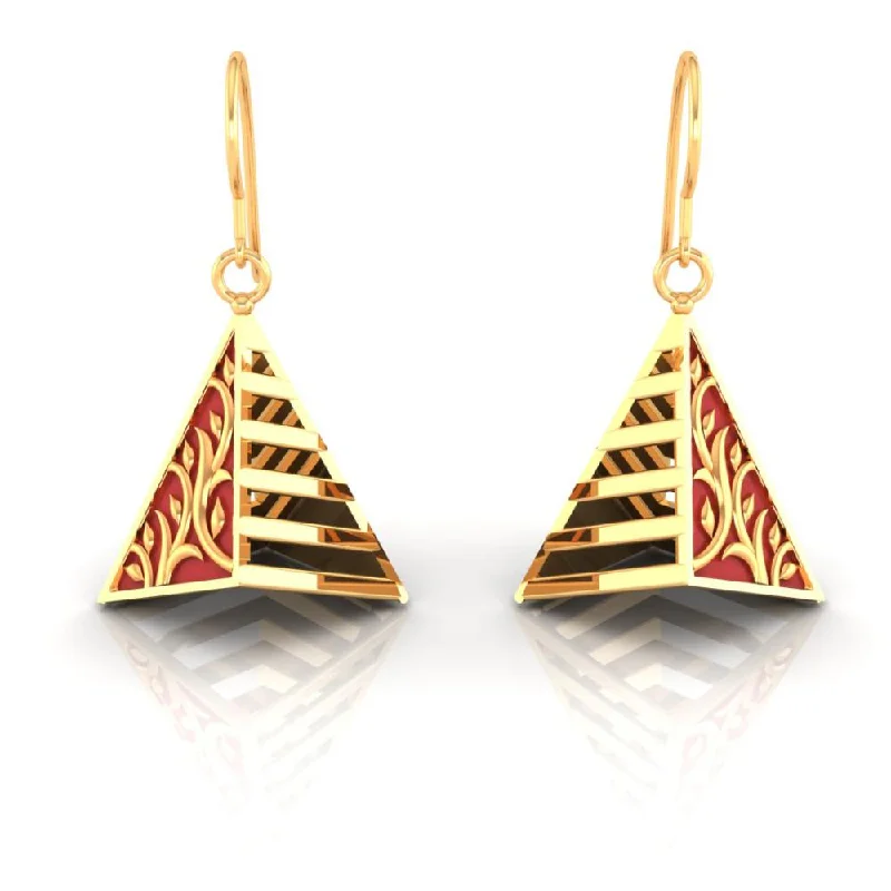 Large Statement Earrings-18k Magnificent Reddish-conical Gold Earrings