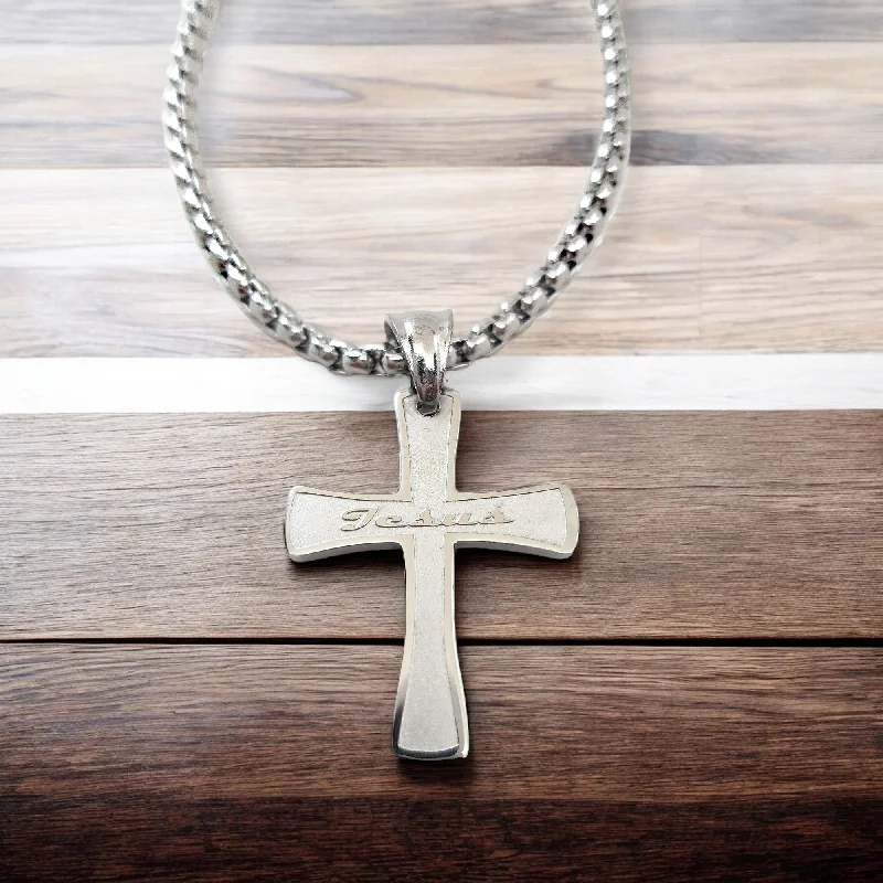 Rose Gold Necklaces for Women-Cross Jesus Heavy Chain Necklace