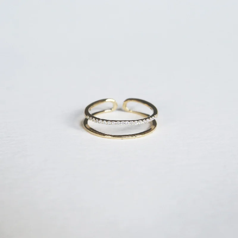 Classy Wedding Rings-Pave double Ring | Gold