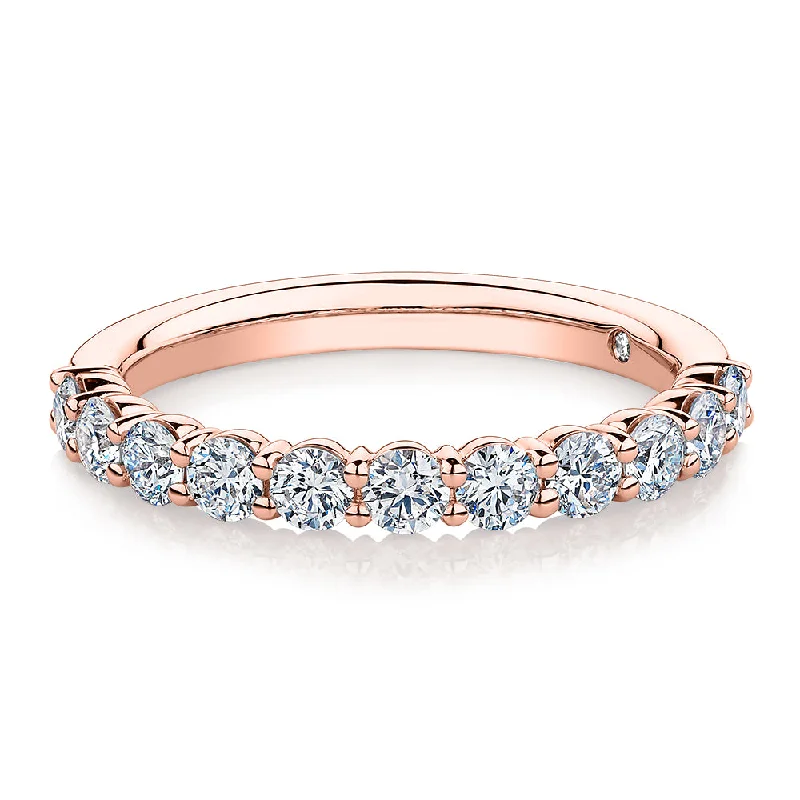 Unique Gold Engagement Rings-Signature Simulant Diamond 0.90 carat* TW round brilliant wedding or eternity band in 14 carat rose gold