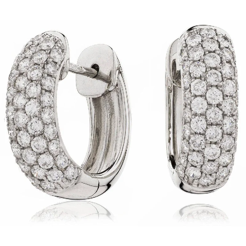 Unique Stud Earrings-DIAMOND PAVE SETTING EARRINGS IN 18K WHITE GOLD