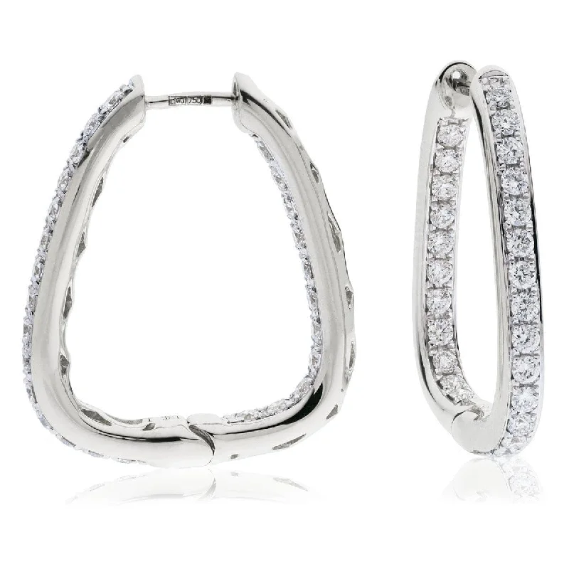 Large Gold Earrings-DIAMOND HOOP EARRINGS IN 18K WHITE GOLD