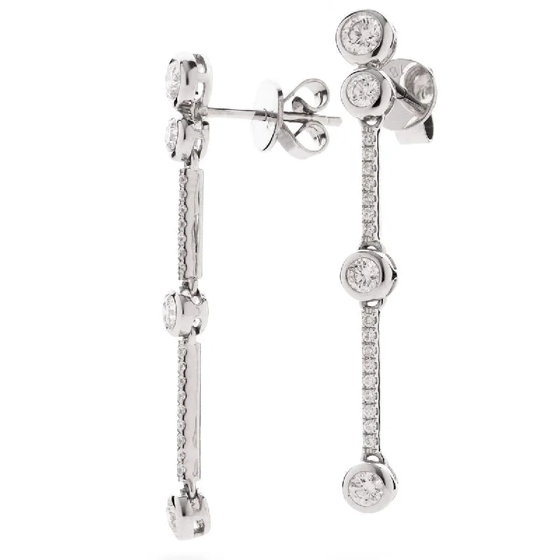 Elegant Wedding Earrings-DIAMOND DROP EARRINGS IN 18K WHITE GOLD