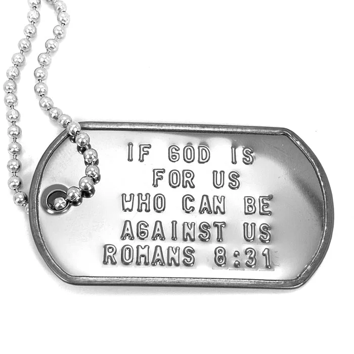 Elegant Sapphire Necklaces-If God Is For Us Dog Tag Necklace