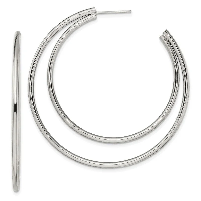 Summer Earrings for Women-Stainless Steel Polished Post Hoop Earrings