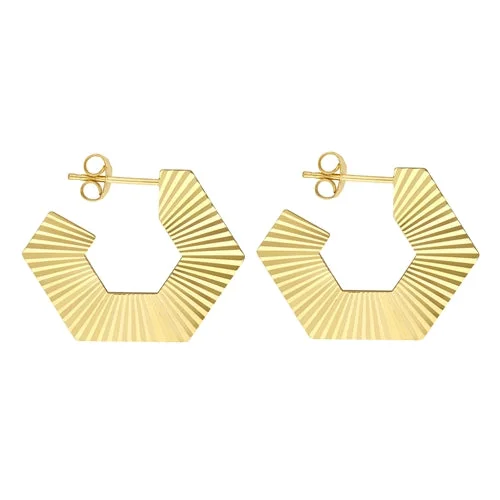 Beautiful Dangle Earrings-14K Hexagon Hoop Earrings