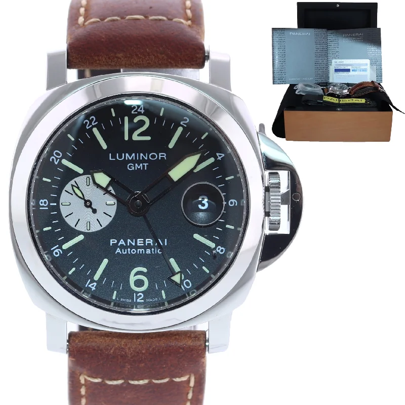 Smart Watches with Heart Rate Monitor-PAPERS Panerai PAM 88 Luminor GMT Date Automatic Black 44mm Steel Watch PAM00088