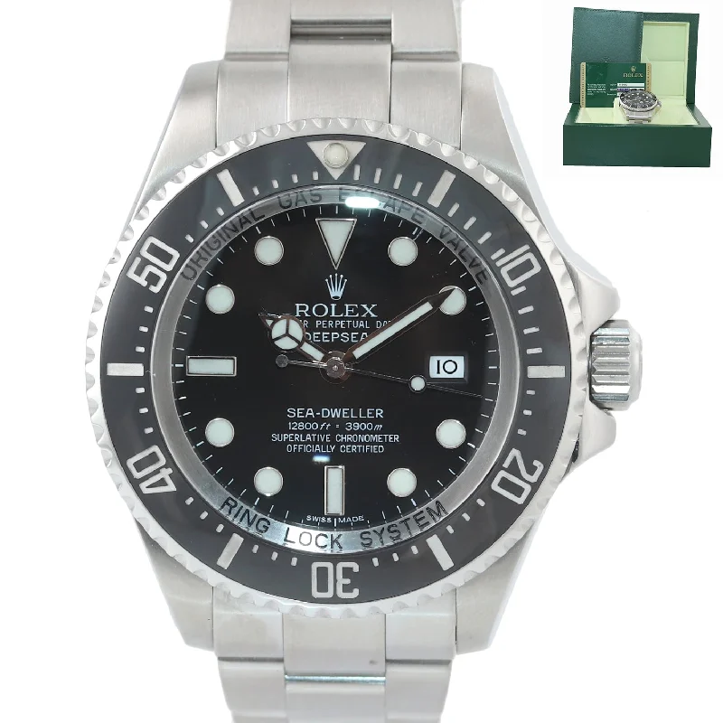 High-End Women’s Watches with Diamonds-2010 PAPERS Rolex Sea-Dweller DEEPSEA 116660 Steel 44mm Black Ceramic Dive Watch