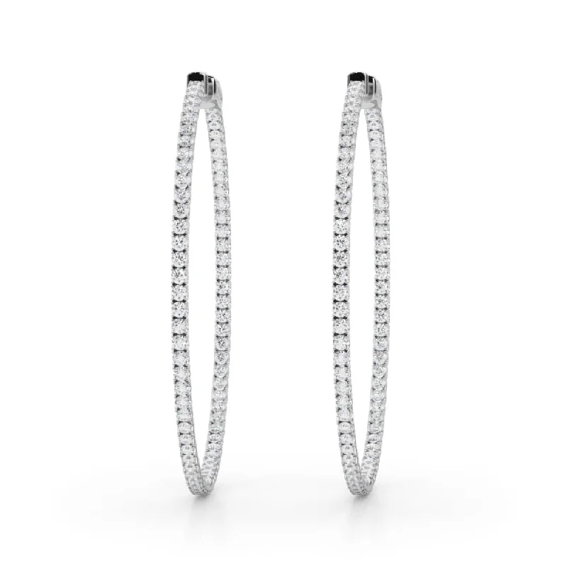 Crystal Drop Earrings-14K Inside Out Hoop Diamond Earring 42mm