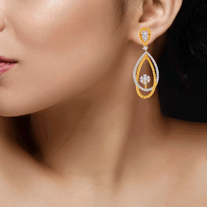 Ethnic Earrings for Women-18KT (750) Yellow Gold And Solitaire Jhumki Earrings For Women