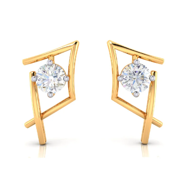 Funky Resin Earrings-14k Delightful Gold Earrings With American Diamonds