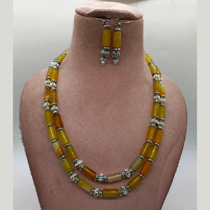 Vintage Style Choker Necklaces-MG Beads Agate Pipe Necklace And Earrings Set