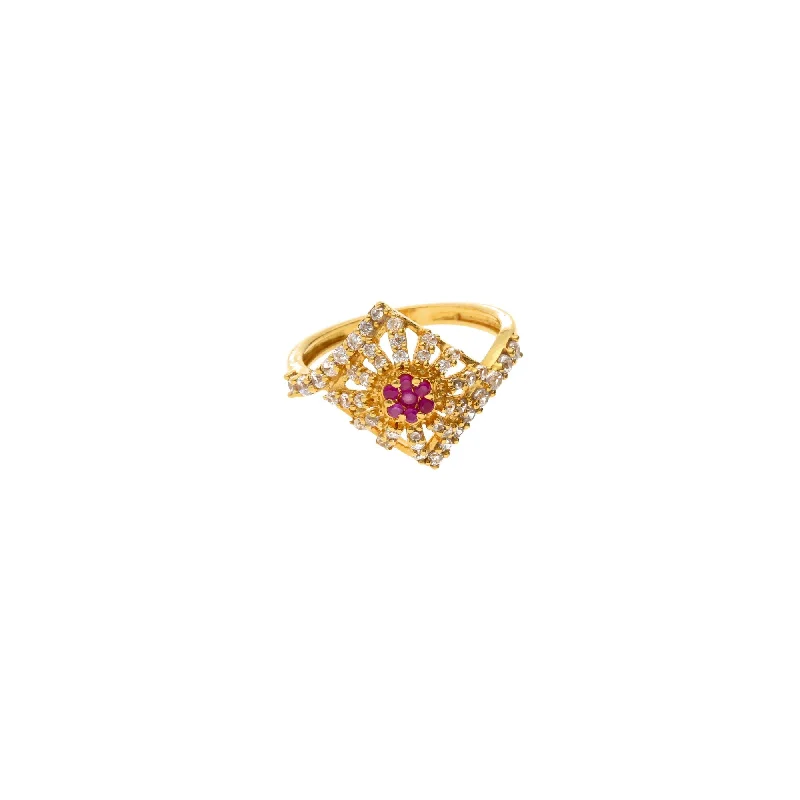 Trendy Gold Rings for Women-22K Gold & Enamel Decadence Ring