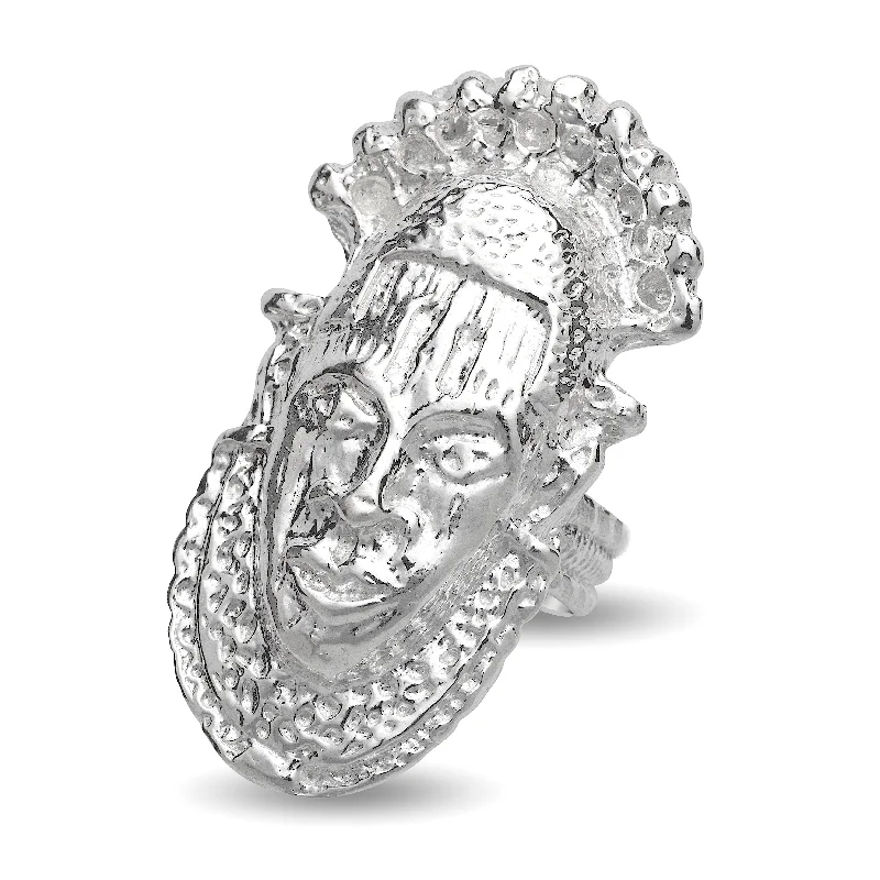 Elegant Engagement Rings-Iyoba Idia Mask .925 Sterling Silver Ring