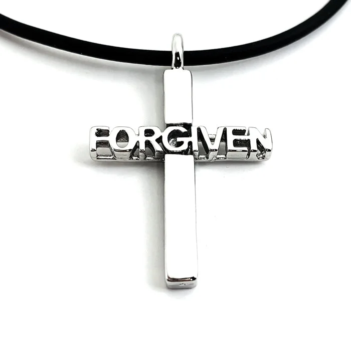 Vintage Style Necklaces-Forgiven Cross Rhodium Metal Finish Necklace