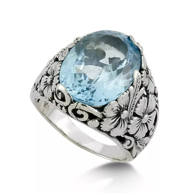 Fashionable Cocktail Rings-Empung Ring- Blue Topaz