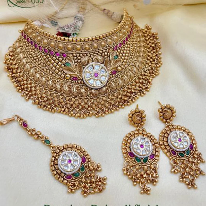 Unique Layered Necklaces-Jewel Addiction Gold Plated Pota Stone Choker Necklace Set