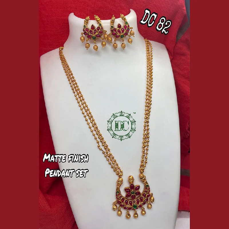 Custom Gemstone Necklaces-Diksha Collection Gold Plated Pota Stone Necklace Set