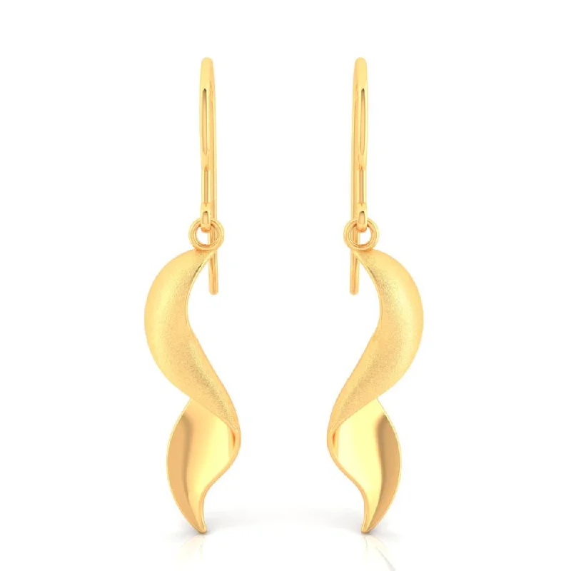 Long Silver Earrings-18k Simple Spiral-patterned Gold Earrings