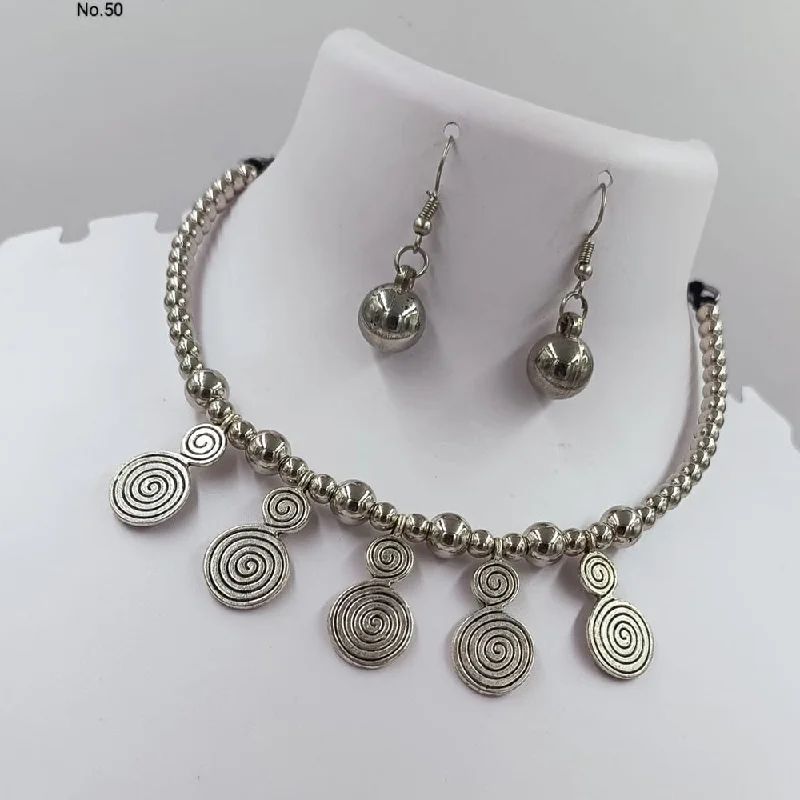 Silver Pendant Necklaces-Kavita Art Oxidised Plated Necklace Set