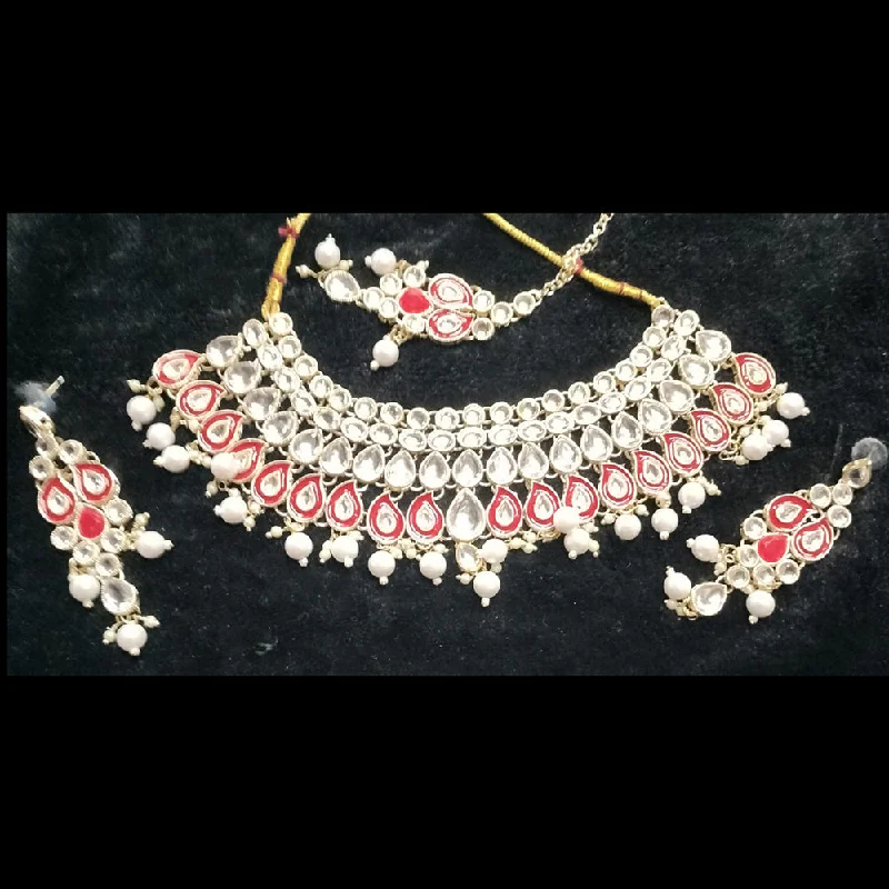 Unique Infinity Necklaces-Kumavat Jewels Gold Plated Kundan Choker Necklace Set