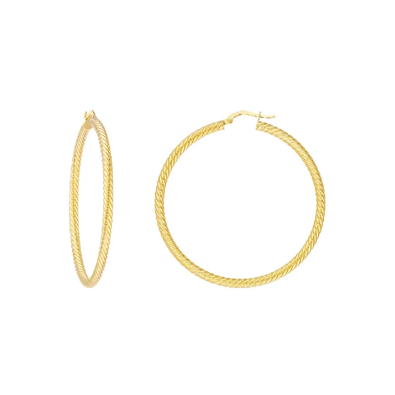 Chic Silver Hoops-14K 50mm Rope Twist Hoop Earrings