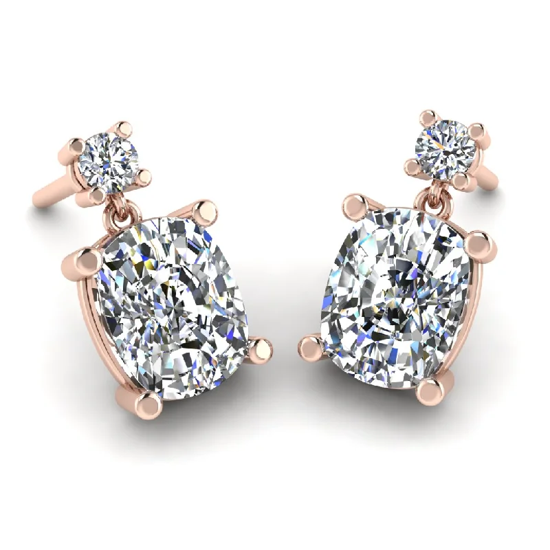 Funky Earrings for Teens-Cushion Shape Natural Diamond Drop Earrings EDCCD