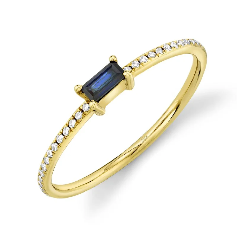 Large Cocktail Rings-14K Yellow Gold Diamond and Blue Sapphire Lady’s Ring