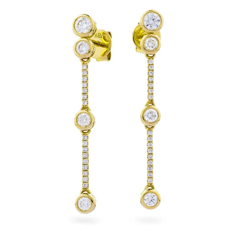 Handcrafted Earrings-DIAMOND DROP EARRING IN 18K YELLOW GOLD