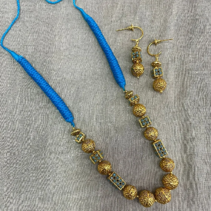 Unique Crystal Necklaces-Jyoti Arts Gold Plated Beads Long Necklace Set