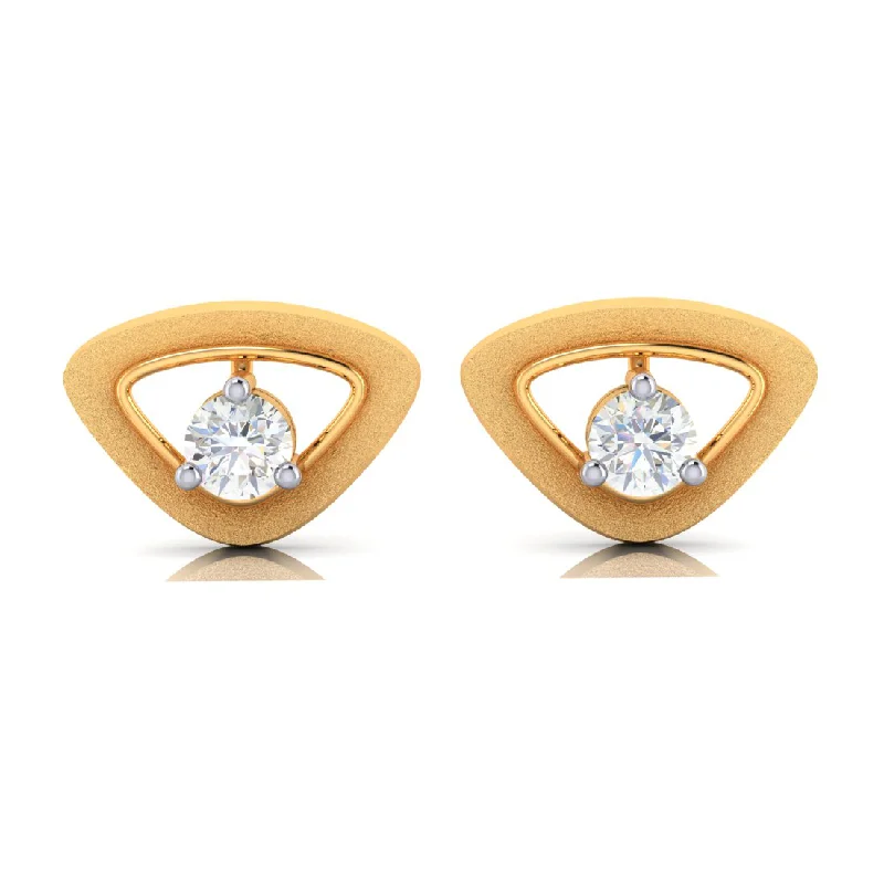 Eco-Conscious Earrings-14k American Diamond & Gold Triangle Earrings