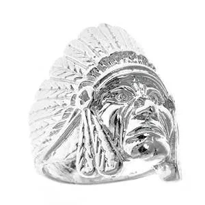 Wedding Bands with Gemstones-Better Jewelry Men's .925 Sterling Silver Indian Chief Head, Chopper Biker Motorcycle (Made in USA)