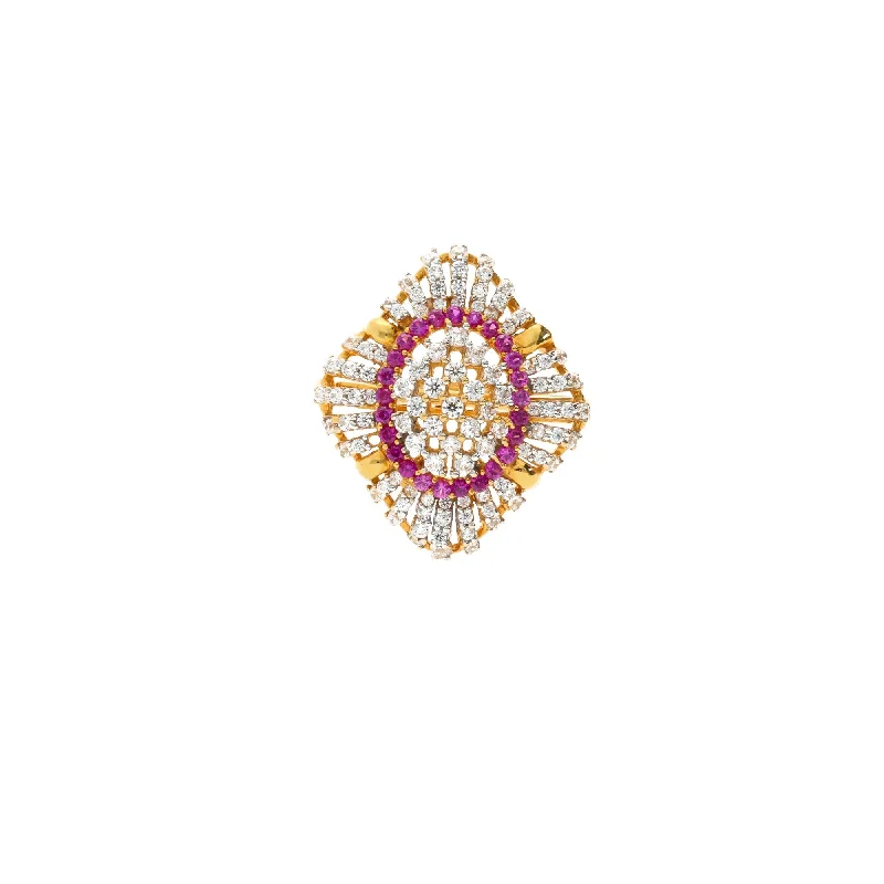 Trendy Stackable Rings-22K Gold & Gemstone Opulence Ring